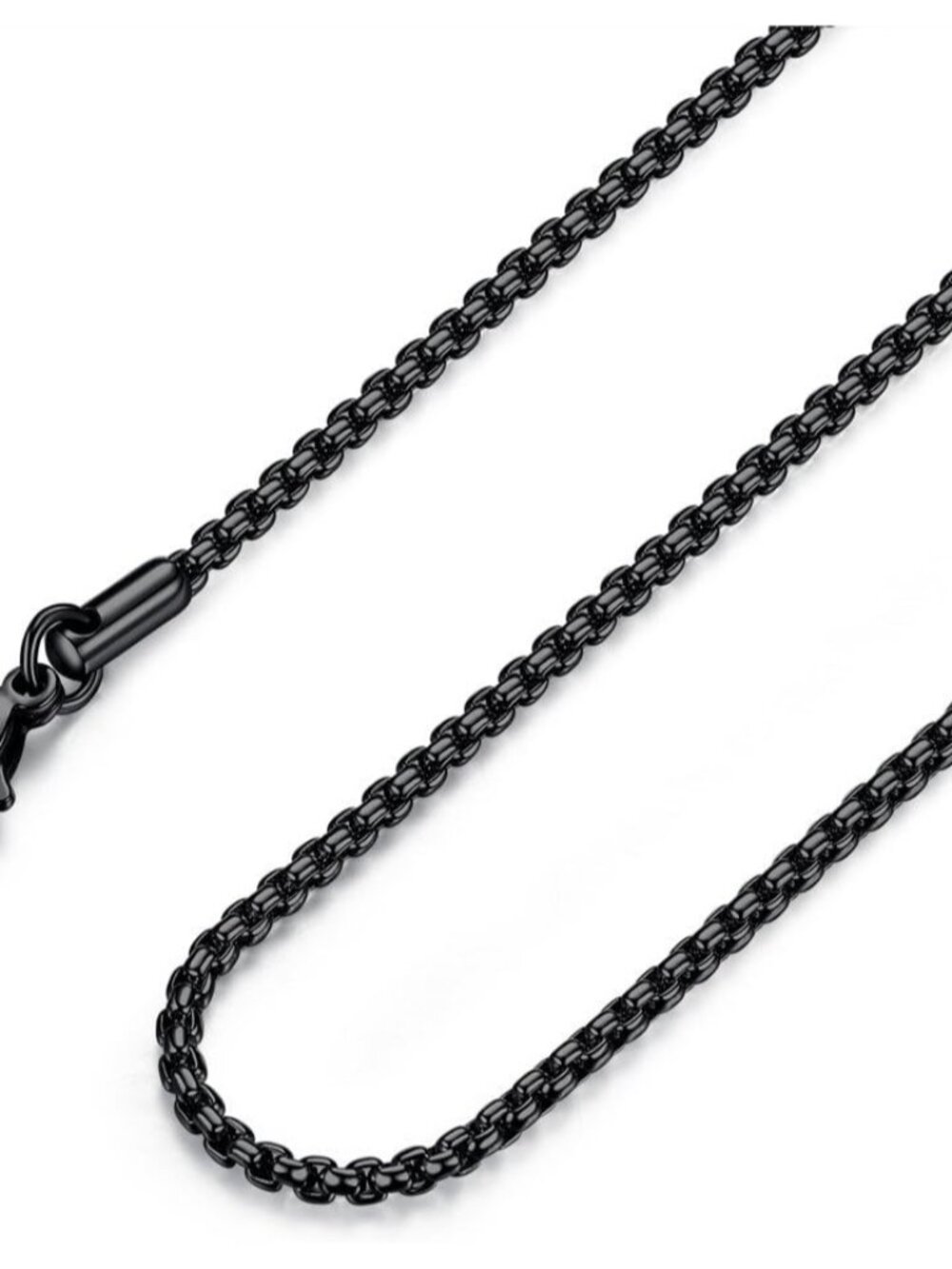 Mens Womens Stainless Steel Black Rolo Cable Chain Necklace, Wide 2/3/4/5mm